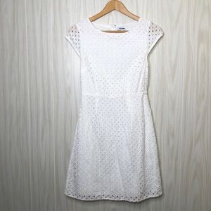 Old Navy White Eyelid Cutout Pattern Dress Size 2 Cotton Bridal